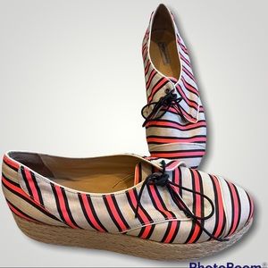 Tabitha Simmons espadrilles Striped silk Platform Lace Up Sneakers 39🦋🐙